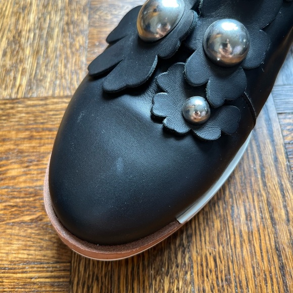 MIISTA London Leather Black and white Studded Flower  Loafers size 11 - Picture 7 of 14
